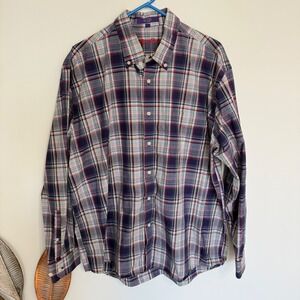 ALAN FLUSSER Men's Plaid Long Sleeve Casual Button Down Shirt Multi Boho